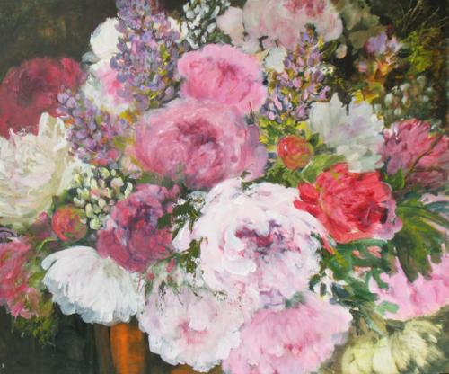 Peonies n Lupins 30 x 36 inches