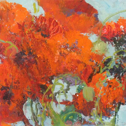 Poppy Garden Farm  12 x 12 inches